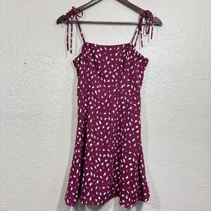 Dry‎ Goods Lola Grace Mini Dress XS Fit & Flare Tie Smocked Maroon Cowgirl NWOT